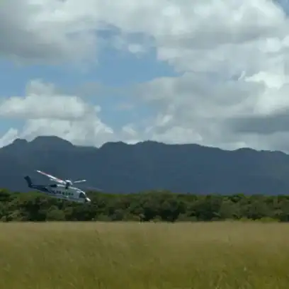Helicopter over field