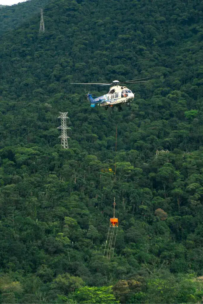 Helicopter over trees