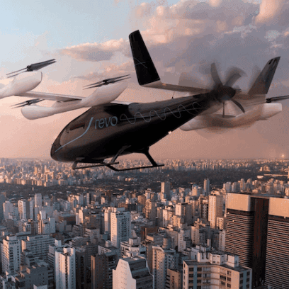 Helicopter over city